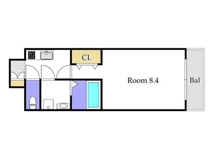 WILLDO岡山駅西口(1K/2階)の間取り写真