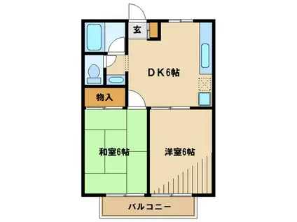 フォーラムA棟(2DK/1階)の間取り写真