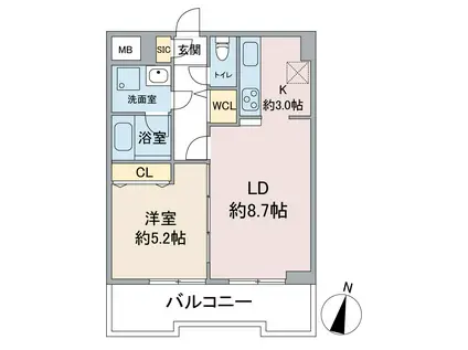 ブルーガーデン初音(1LDK/4階)の間取り写真