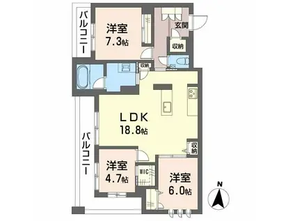 ジョフリエル(3LDK/3階)の間取り写真