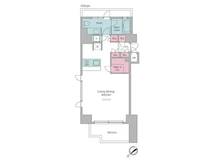 レジディア品川(ワンルーム/2階)の間取り写真