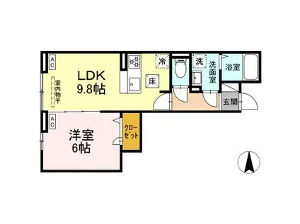 グラナーデ六町II(1LDK/1階)の間取り写真