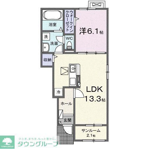 オークランド シャルマンA(1LDK/1階)の間取り写真