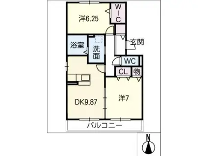 クレエみゆき(2DK/3階)の間取り写真