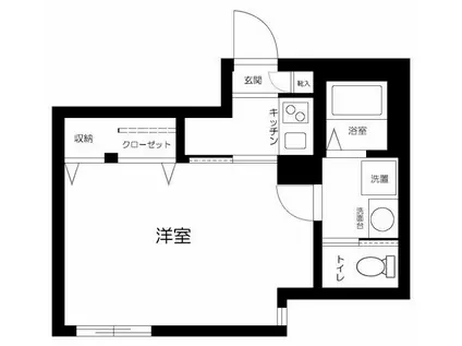 ゼニーヴ上高田II(1K/1階)の間取り写真