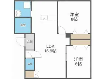 SANTUARIO II(2LDK/1階)の間取り写真