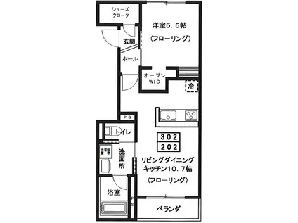 FELICE KITASENJU(1LDK/2階)の間取り写真