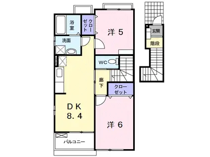 ヒラソール(2DK/2階)の間取り写真