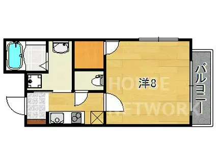 ペルージュ油小路(1K/3階)の間取り写真