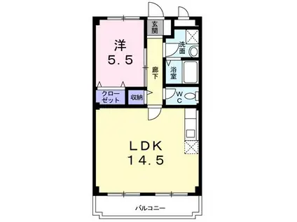 アウローラ(1LDK/2階)の間取り写真