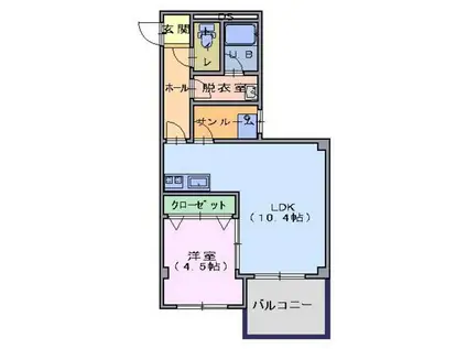 ファーストアヴェニュー長土塀(1LDK/2階)の間取り写真