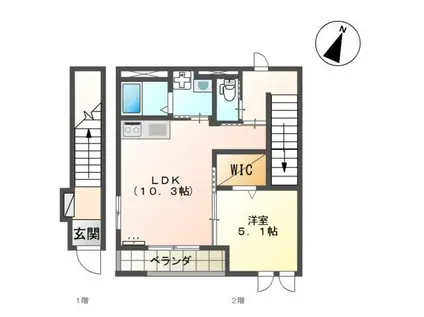 プランドールハイムIII(1LDK/2階)の間取り写真