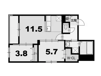 ジェムスパンカー(2LDK/4階)の間取り写真