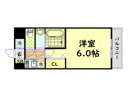 W-STYLE難波(1K/3階)の間取り写真
