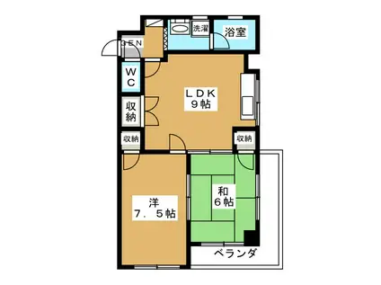 マキシマパークハイツ(2DK/4階)の間取り写真