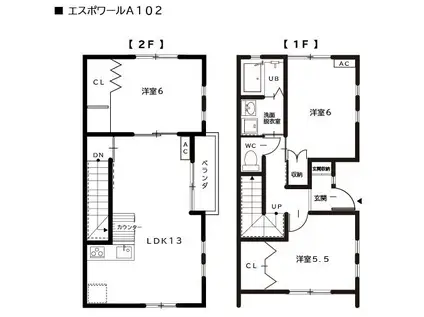 エスポワールA(3LDK/2階)の間取り写真