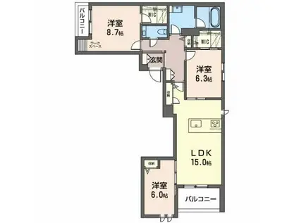シャーメゾンステージ神田町(3LDK/2階)の間取り写真