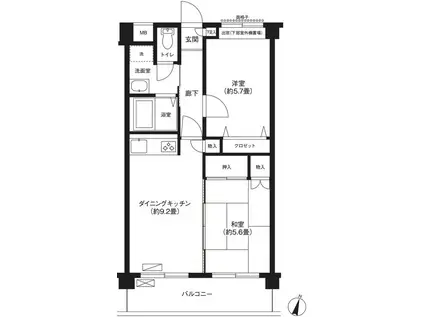 ファミール井荻(2DK/2階)の間取り写真
