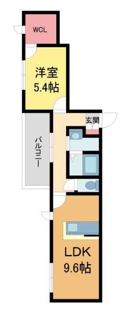 イマージュ(1LDK/2階)の間取り写真