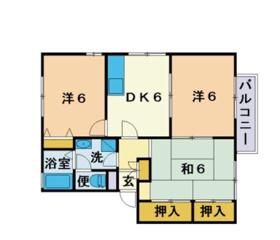 コーポハピネスⅡ(2LDK/2階)の間取り写真