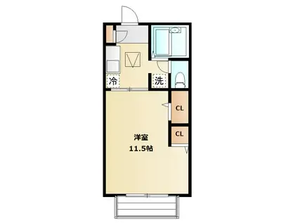 エルミタージュA(1K/1階)の間取り写真