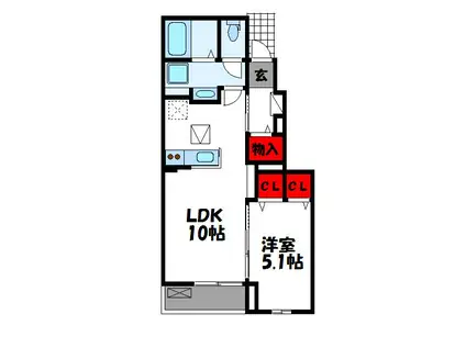 プランドール須恵中央B(1LDK/1階)の間取り写真