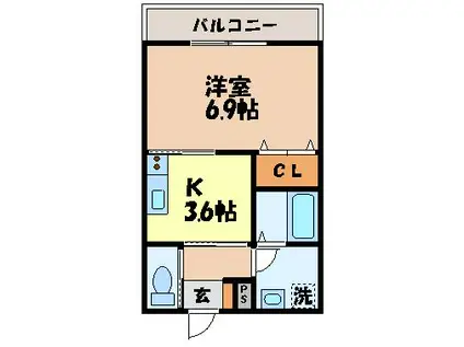 アールグレイ泉(1K/3階)の間取り写真