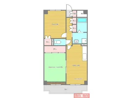 パルクアン(2DK/2階)の間取り写真