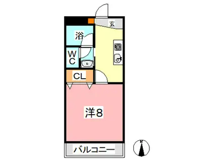 セントラルヴィラ II(1K/3階)の間取り写真
