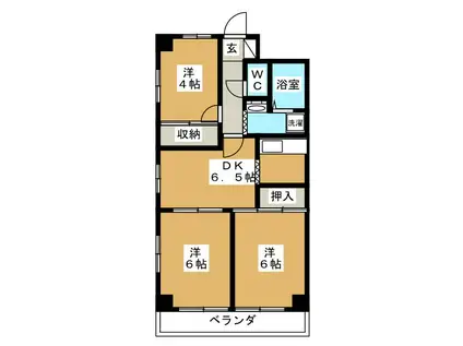 ジュネス・ソネ(3DK/3階)の間取り写真