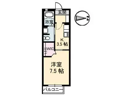 ブライト白砂(1K/1階)の間取り写真