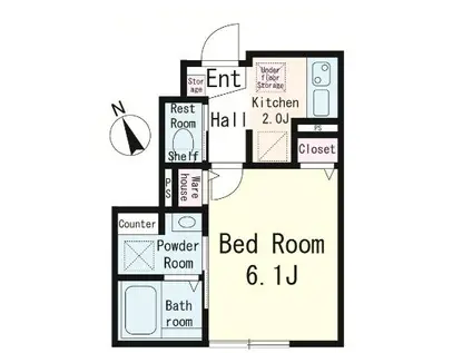 メローン(1K/1階)の間取り写真