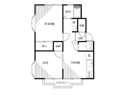 アザレアコーポ A棟(2DK/1階)の間取り写真