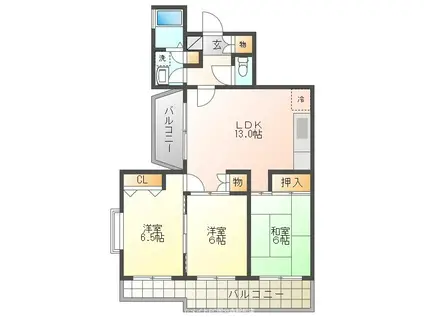 ヴァンベール(3LDK/1階)の間取り写真