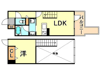 プレジール三ノ宮III(1LDK/9階)の間取り写真