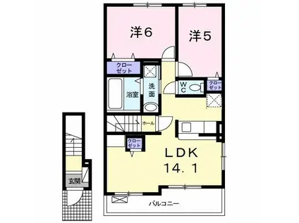 ジェルメ・カーサIV(2LDK/2階)の間取り写真