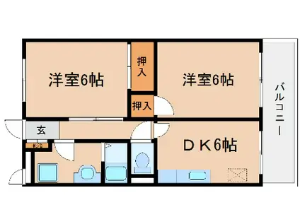 ニューマリッチ魚崎(2DK/1階)の間取り写真