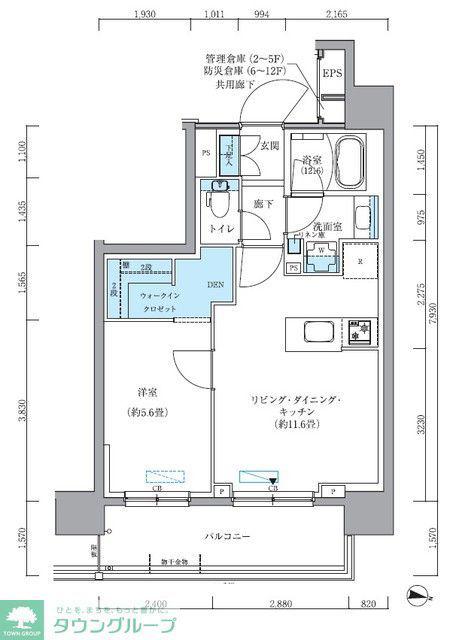 パークアクシス新大橋(1LDK/6階)の間取り写真