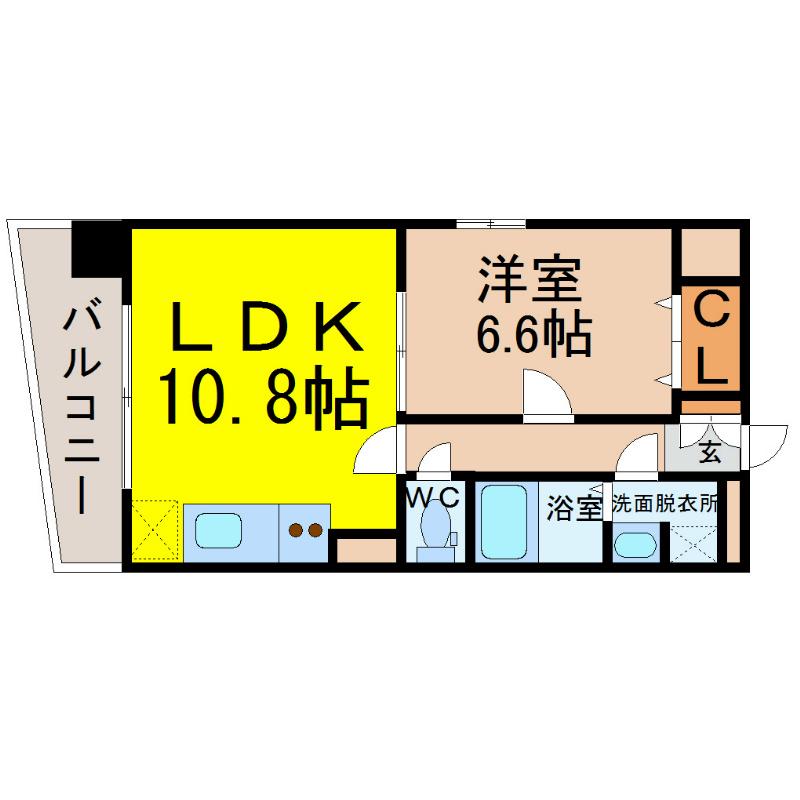 LA FACADE(1LDK/2階)の間取り写真