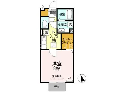 クイントパラッツオ(1K/1階)の間取り写真