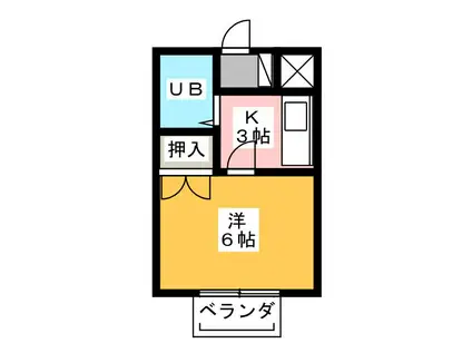 コーポU(1K/1階)の間取り写真