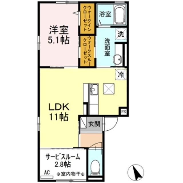 セジュールマロンブラン(1LDK/1階)の間取り写真