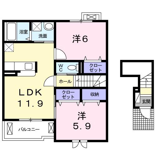 プリート カーサ(2LDK/2階)の間取り写真