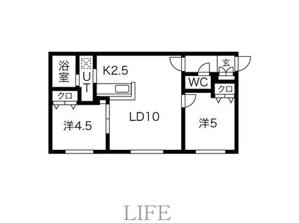 ラ・ムーン菊水(2LDK/1階)の間取り写真