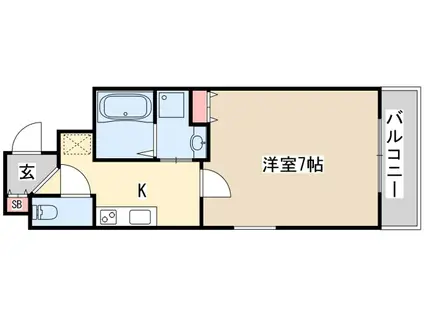 ロイスグラン神戸下沢通(1K/7階)の間取り写真