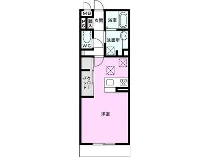 ロイジェントパークス レイクタウン B(ワンルーム/1階)の間取り写真