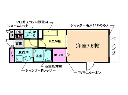 セトル壱番館(1K/3階)の間取り写真