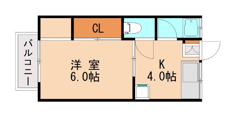 サンコーポ高辻(1K/1階)の間取り写真