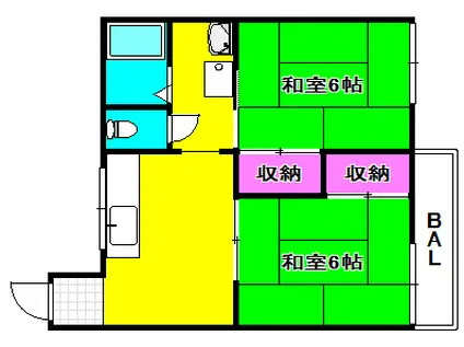 アネックス甲子園三番町(2DK/2階)の間取り写真