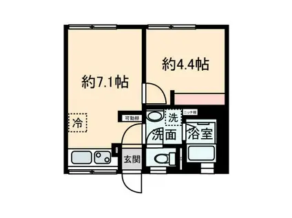 シティハイムくぬぎやま(1DK/1階)の間取り写真